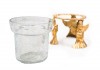 BR24031X - Brass Angel Stand Crackle Glass Container